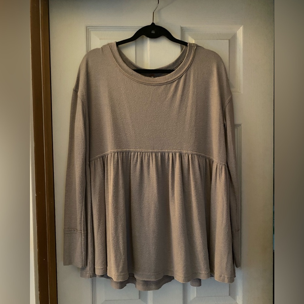 Free People Taupe Peplum Top